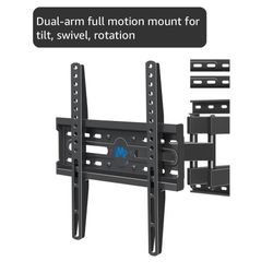 Mounting Dream TV Wall Mount for Most 32-65 Inch TV, Full Motion TV Mount with Dual Arms, Wall Mount Bracket with Swivel and Tilt, Fits 16", 18", 24"
