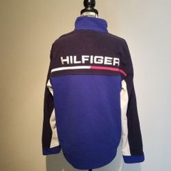 VINTAGE TOMMY HILFIGER FLEECE FULL ZIP SWEATER LARGE SPELLOUT LARGE SIZE. (SHD)