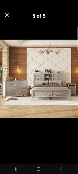 Brand new still in unopened boxes.  3-Pieces Bedroom Sets, Farmhouse Platform Bed