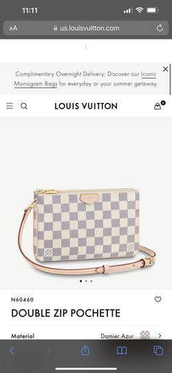 Louis Vuitton Double Zip Pochette Damier Azur Canvas and Cowhide