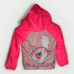 Kids Cat & Jack Llama Long Sleeve Neon Pink Packable Zipper Porch Jacket Girls M 7/8
