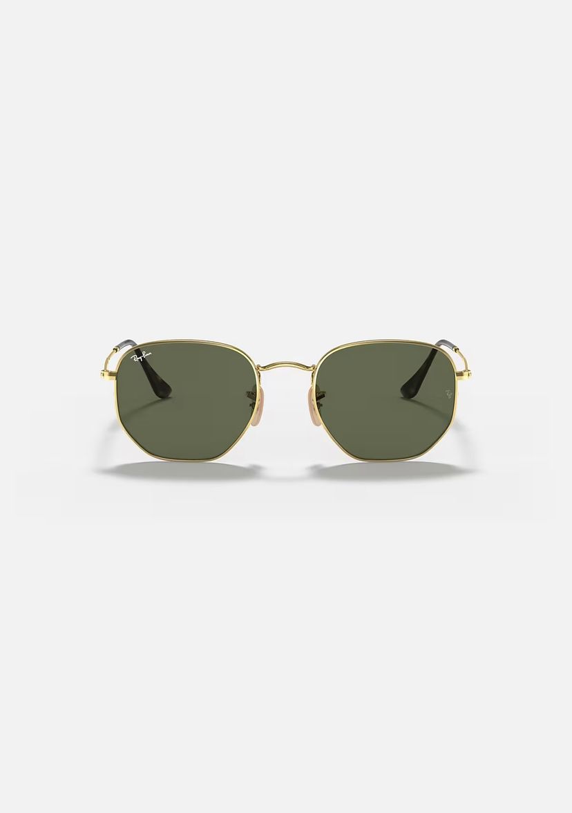 Ray-Ban Sunglasses Hexagonal Flat Gold Frame Green Classic Lens 51mm