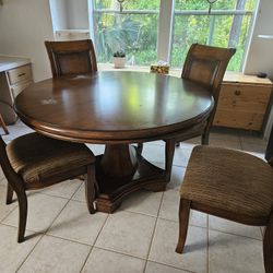 Wooden Pedestal Table And 4 Chairs