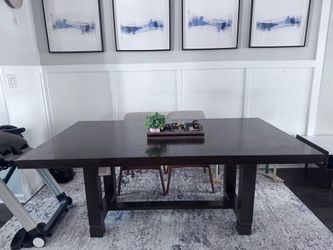 Modern Dark Espresso Wooden Dining Table — Good Condition