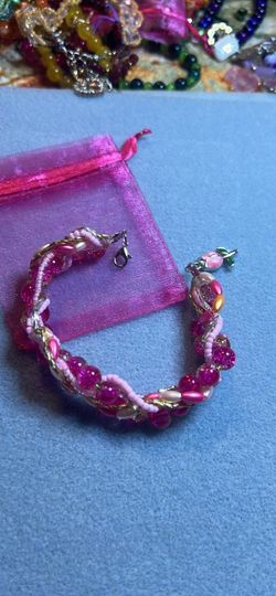 ✨ Handmade Pink & Crystal Sparkle Bracelet ✨