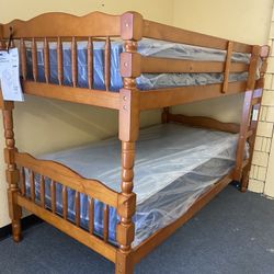Litera  Twin  Twin  De Madera Con Colchon Incluido 