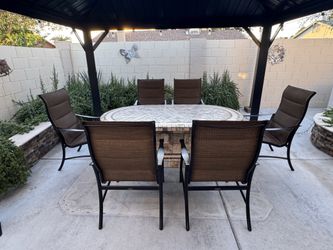 (6) Mallin Outdoor Patio Sling Dining Chairs 