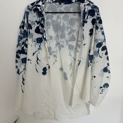 Blue/White Shirt Button Up (small)