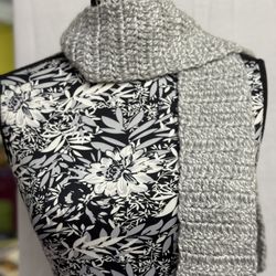 Scarf- Grey and White Handmade Crochet Men & Women Style patterned design