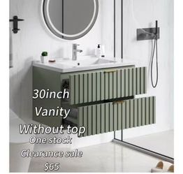 😀 30 Inch Bathroom Vanity Floating Bathroom Vanity with 2 Fluted Drawers & Metal Handle, Modern Wall Mount Storage Cabinet  Small Space (Green)