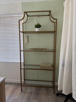 Brass Finish Etagere Bookshelf