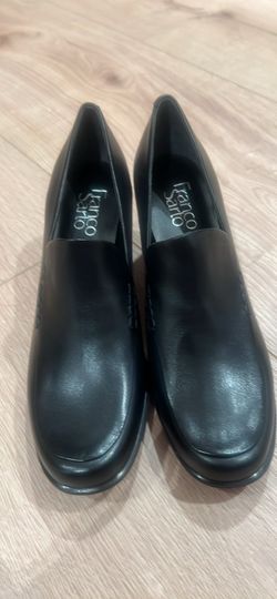 NEW Franco Sarto "Nolan" Black Leather Block Heel Loafers – Size 7.5