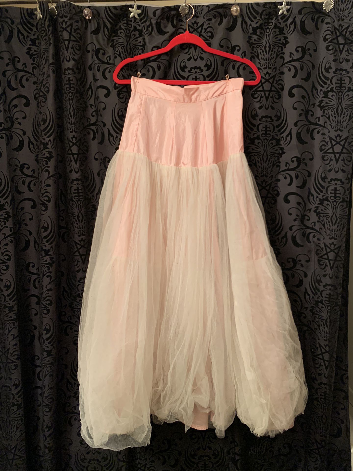 Pink Vintage Tulle Satin Skirt Petticoat M/L