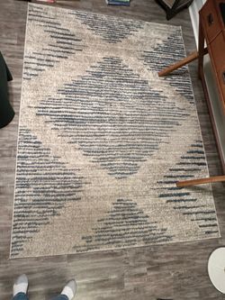 Abstract Area Rug | 7x5 | Cream/Grey & Navy — $70
