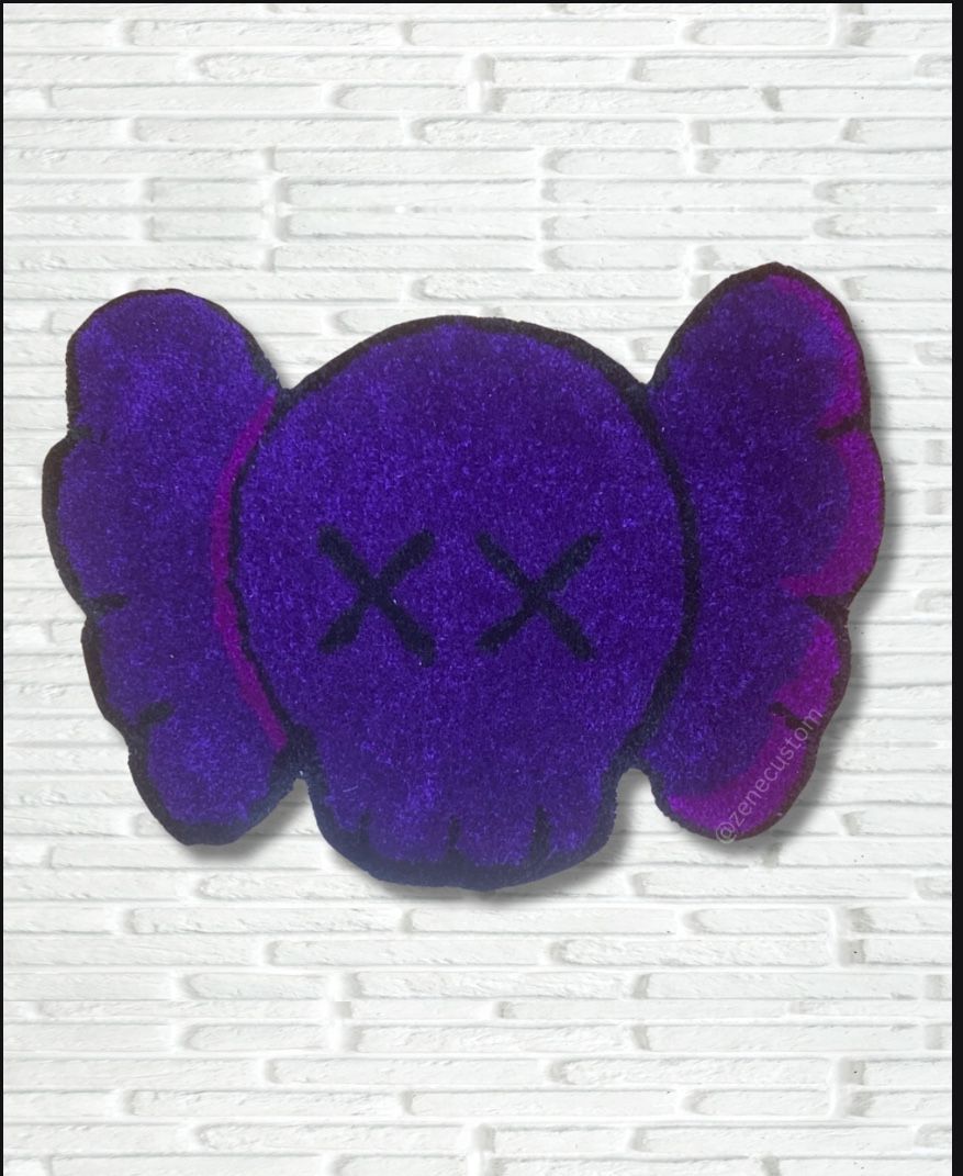 Hand-tufted. Purple Kaws rug