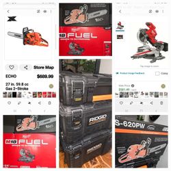 Milwakee Miter Saw 18 V Fuel New In Box $395 & New Echo Chqinsaw 27" $425