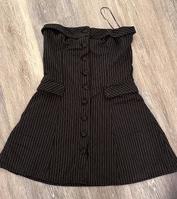 Princess Polly - Black Pinstripe Strapless Dress
