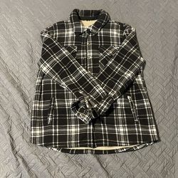 Sage Black and White Checkered Shirt Jacket