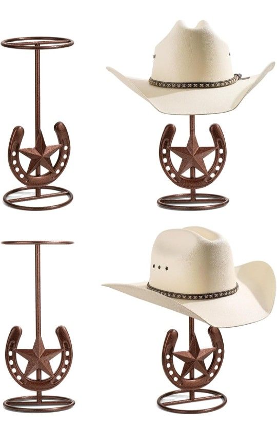 4 Pack Cowboy Hat Stand Tabletop Hat Display Western Desk Decor Horseshoe Hat Stand for Multiple Hats