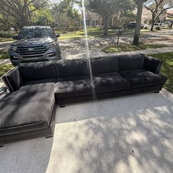 Mitchell Gold and Bob Williams Two Piece Chaise Sectional  Dark Grey