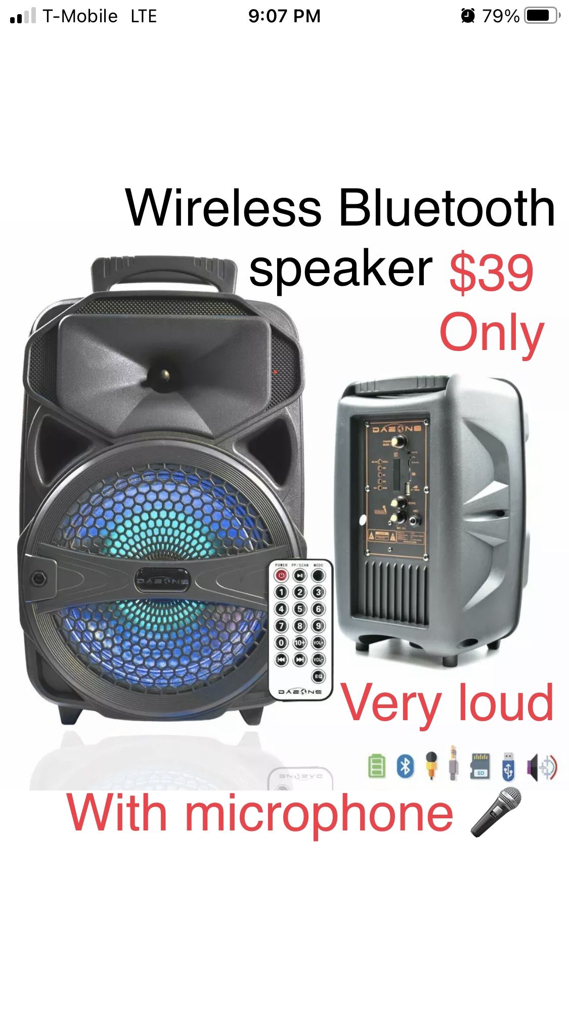 Wireless Bluetooth Speaker With Microphone 
