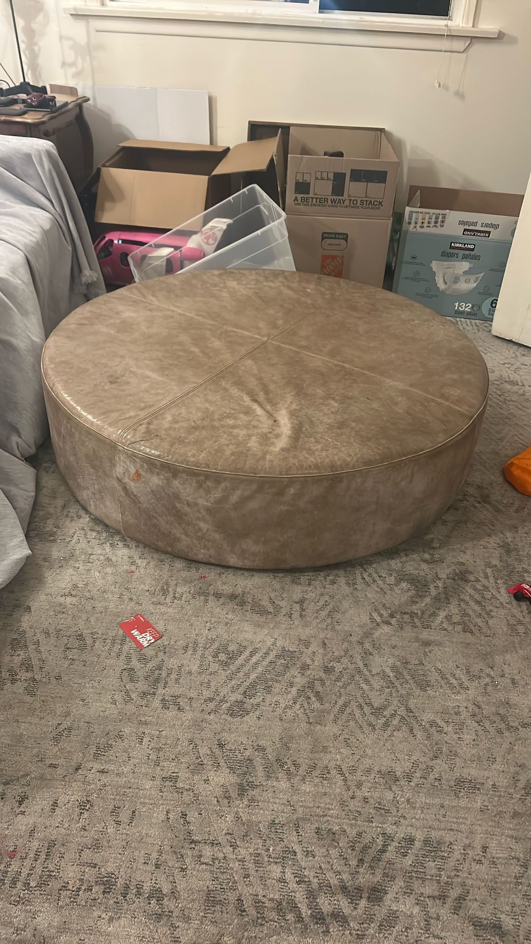 Leather ottoman