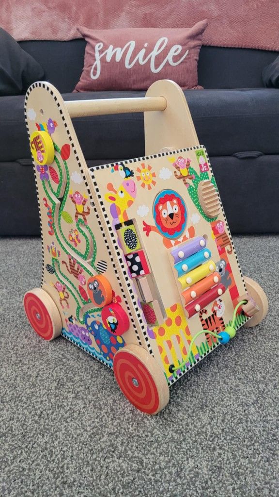 Baby Wooden Walker And Activity Cart