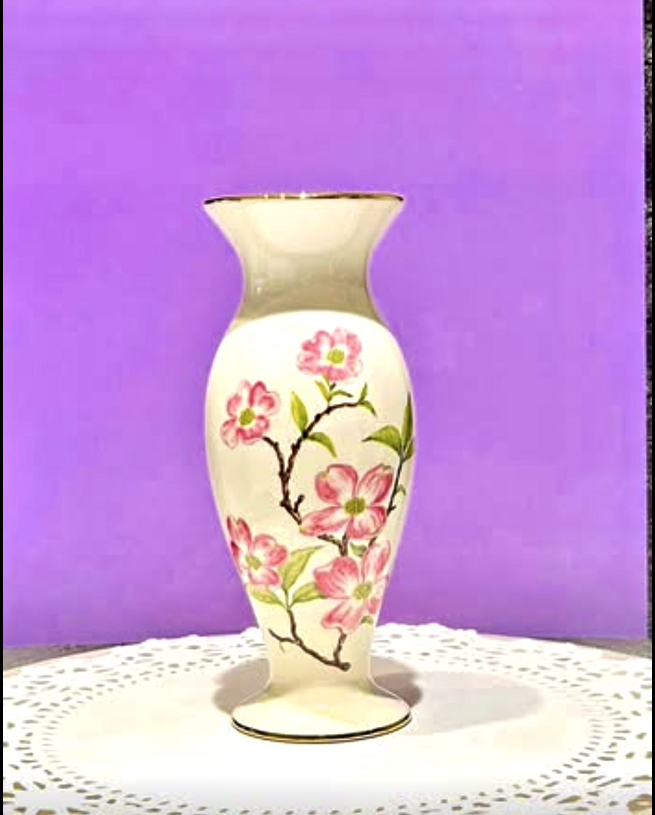 Vase- Lenox Dogwood, IVORY Fine China, Vintage 