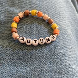 “AUTUMN” fall themed clay bead bracelet 🍂🍁🎃