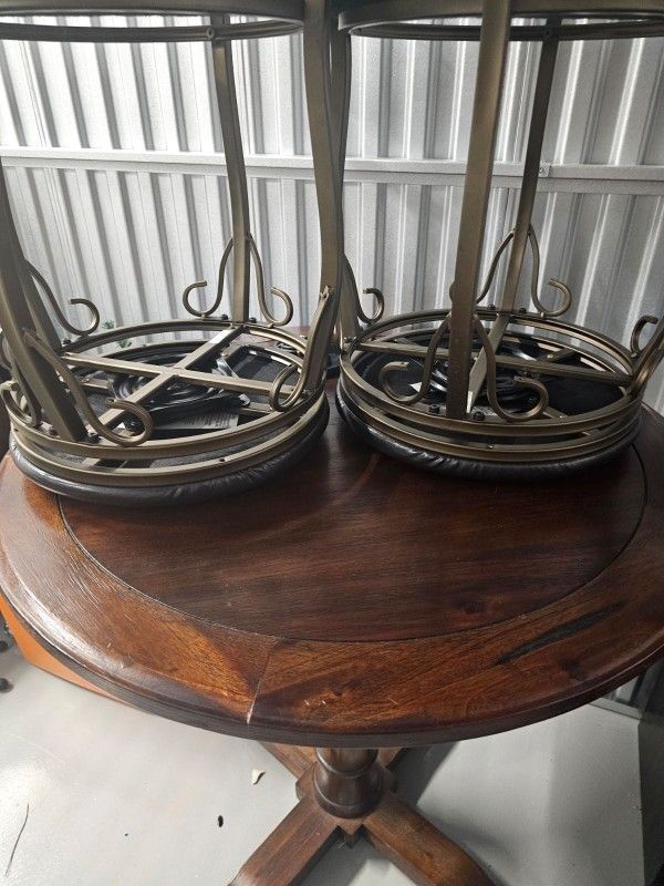 Wood Table With Two Sools