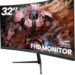 CRUA 32Inch Gaming Monitor, FHD(1920 * 1080P) VA Screen 144Hz/180Hz Curved Monitor