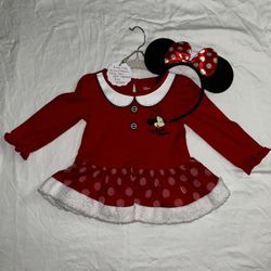 🎀 Disney Baby Minnie Mouse Outfit + Ears (18M) – Great Condition! 🎀