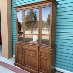 Mid-Century Modern English Walnut Bookcase Hutch Glass Cabinet •FREE DELIVERY•