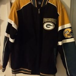 Green bay packers suede leather jacket NEW