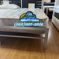 Twin Metal Bed Frame Grey/ Black Cama 