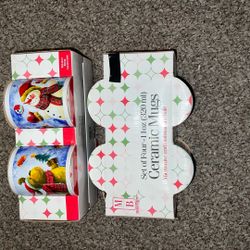 2 Sets Of Sets Of Ceramic Mugs Merry Beige  11oz