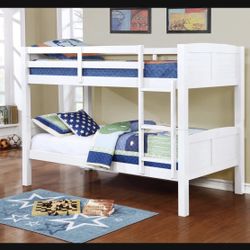 New In Box White Twin Size Bunk Bed, With 2 Mattress, We Can Deliver. Litera Con Colchones.