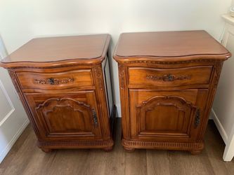 Pair of French Provincial Wood Nightstands  Laura Ashley Home . Like new, solid wood .