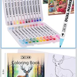 XIED Dual Marker Set with Coloring Books