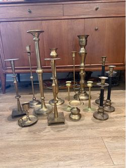 Brass candlestick holder lot