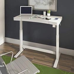 Coastal Electronic Sit Stand Adjustable Height Desk, White