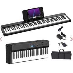 OYAYO Upgraded Folding Piano Keyboard, 88 Key Full Size Semi Weighted Keyboard Support MIDI And Bluetooth, Portable Foldable Keyboard Piano With Susta