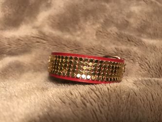 Golden Red Leather Bracelet