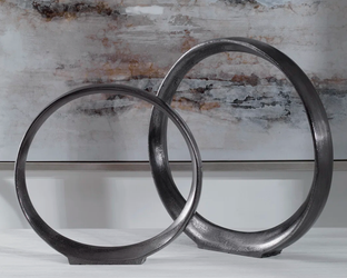 Uttermost Orbits Black Ring Sculptures (Set of 2)