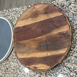 Set of 2 Large 18" turntable -  Wood & Non-Slip Organizer