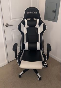 Gaming Chair, Ergonomic Faux Leather High Back Office Chair, White