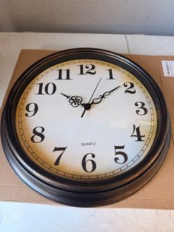 16" Vintage Bronze Wall Clock – Silent Non-Ticking – Brand New in Box