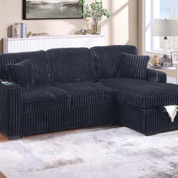 CONVERTIBLE SECTIONAL WITH SLEEPER PULLOUT AND STORAGE CHAISE