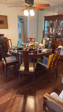 Lazy Susan dining table + 8 chairs