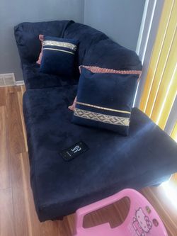 2 piece Navy Blue Velvet sectional